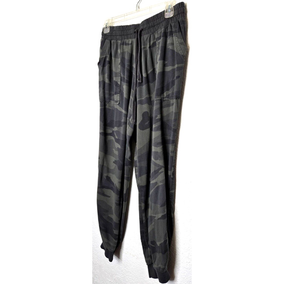Splendid Women Jogger Pants Small Green Camouflage Soft Pull On Drawstring Waist - Picture 4 of 11